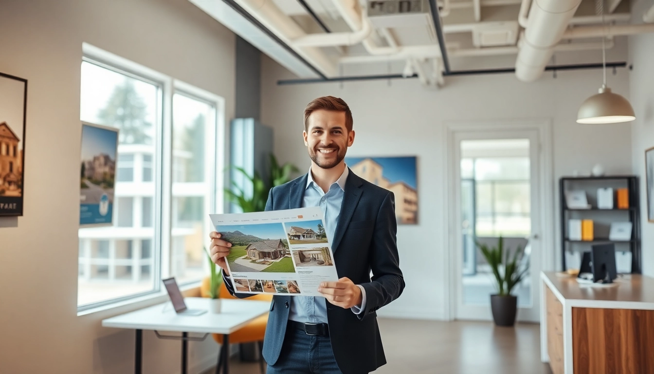 Makler Grevenbroich showcasing a professional real estate agent with property in a friendly office setting for effective client engagement.