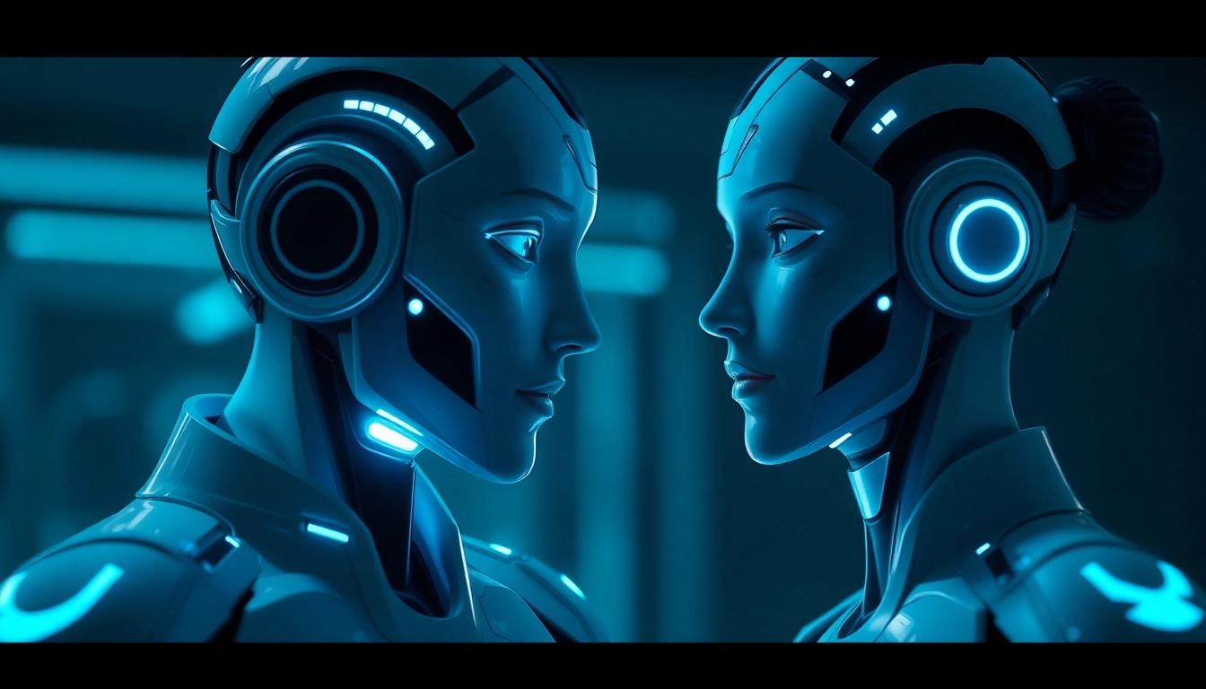 AI sex concept illustrating a humanoid avatar engaging in digital intimacy with vibrant, futuristic visuals to emphasize AI-driven adult experiences.