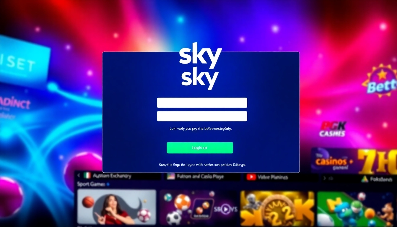 Sky exchange login screen with secure interface for live betting and casino games, ensuring quick access to betting platform features.