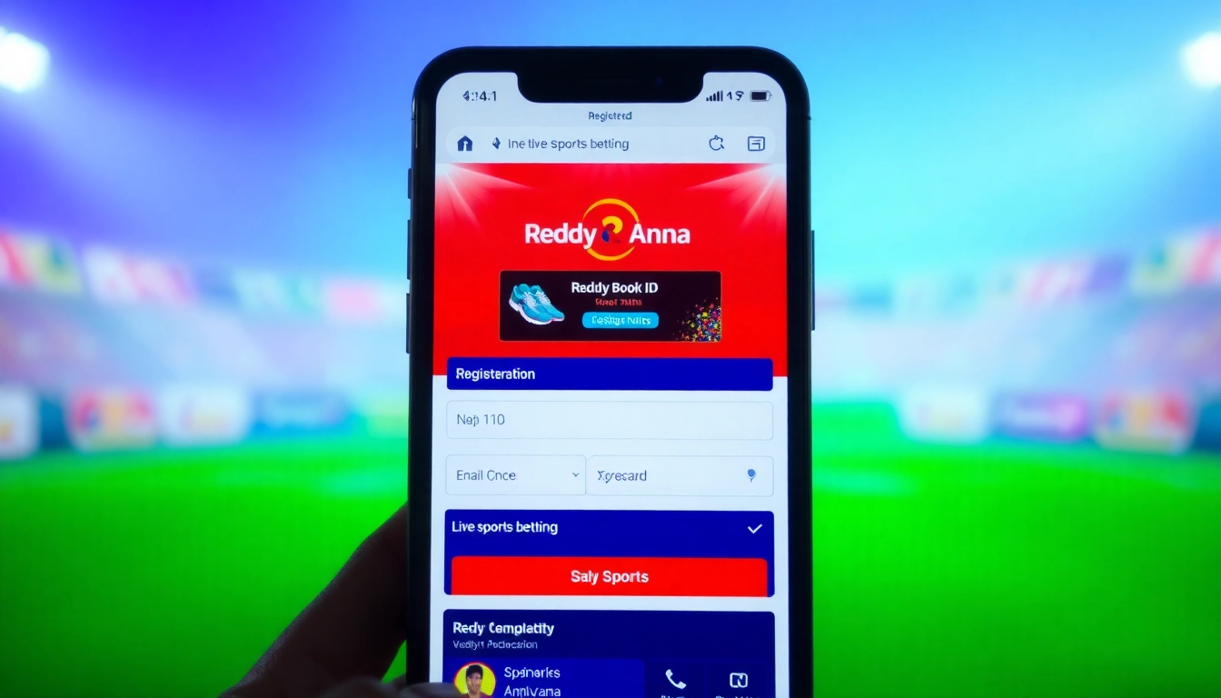 Reddy Anna Book ID registration process on a mobile device, showcasing live sports betting and secure login features for users seeking quick access.