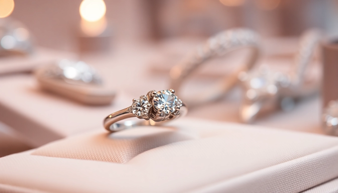 Showcase of delicate balto aukso suzadetuviu ziedai with sparkling diamonds on a velvet
