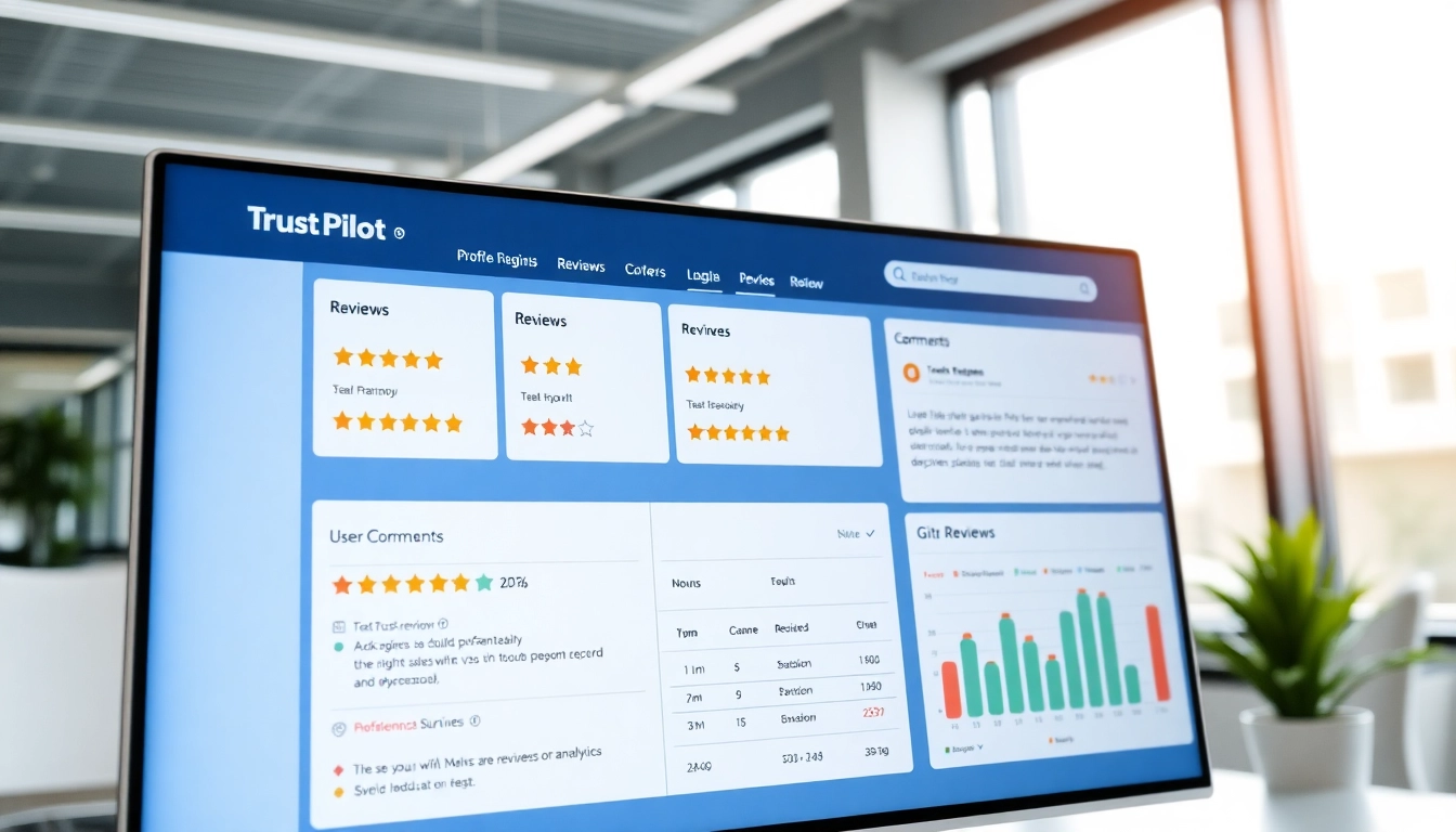 Trust Pilot reviews showcased on a computer screen with star ratings and customer comments to